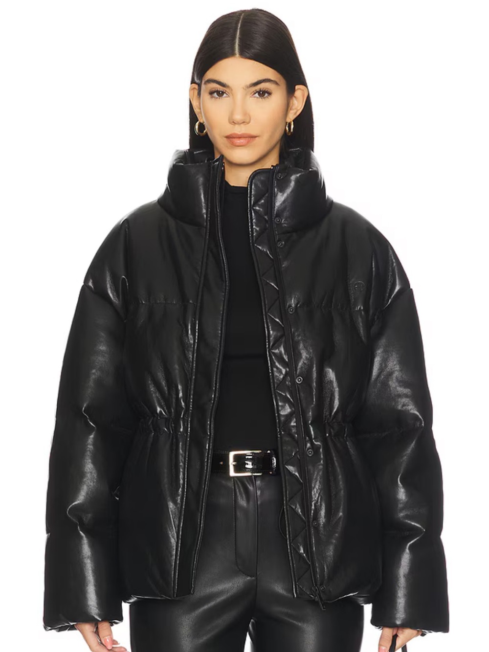 NWT Anine Bing Oslo Puffer Leather Jacket Black Size M